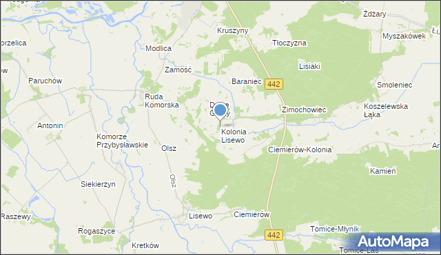 mapa Kolonia Lisewo, Kolonia Lisewo gmina Pyzdry na mapie Targeo